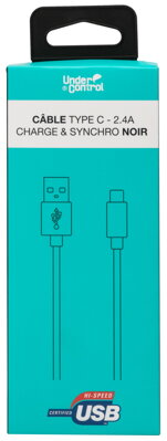 Nabíjací USB kábel Type C 2,4 A čierny