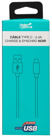 Nabíjací USB kábel Type C 2,4 A čierny
