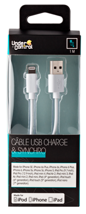 USB lightning iphone kábel biely