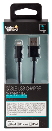 USB lightning iphone kábel čierny