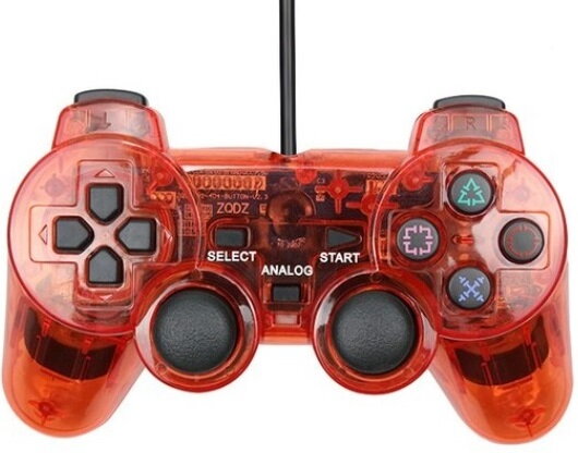 Ovladač PS2 kabelový červený crystal Ovladač PS2 kabelový červený crystal