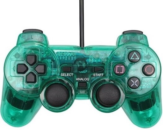 Ovladač PS2 kabelový zelený crystal Ovladač PS2 kabelový zelený crystal