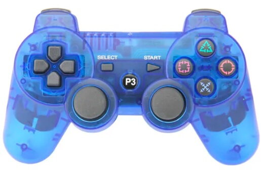 Ovladač PS3 Bluetooth modrý transparent Ovladač PS3 Bluetooth modrý transparent