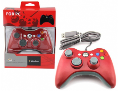 USB kabelový ovládač pro PC - červený USB kabelový ovládač pro PC - červený