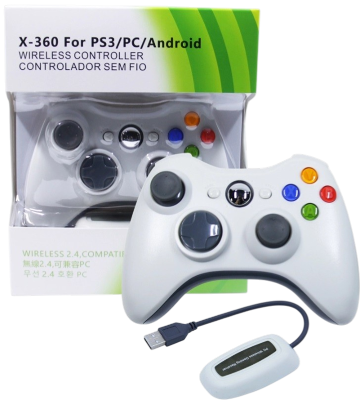 Xbox 360/PC 2,4 GHz bezdrôtový ovládač biely