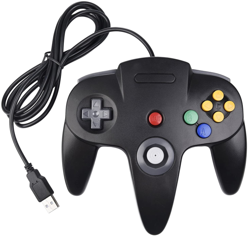 USB N64 Design PC ovladač černý