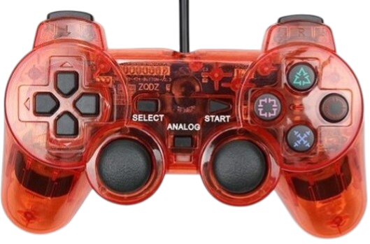 Ovládač PS2 káblový kristal červený