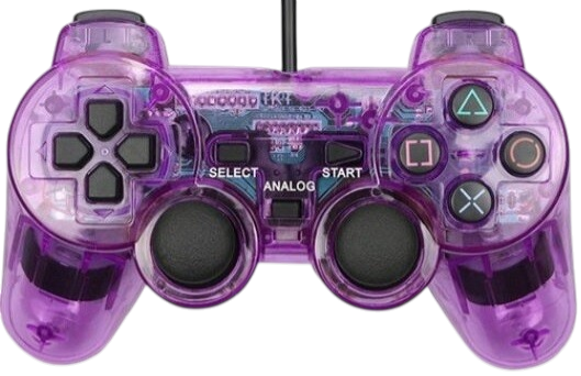 Ovládač PS2 káblový kristal fialový