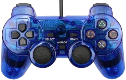 Ovládač PS2 káblový kristal modrý