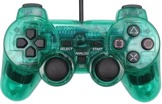 Ovládač PS2 káblový  kristal zelený