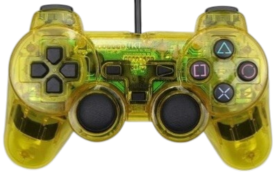 Ovládač PS2 káblový kristal žltý