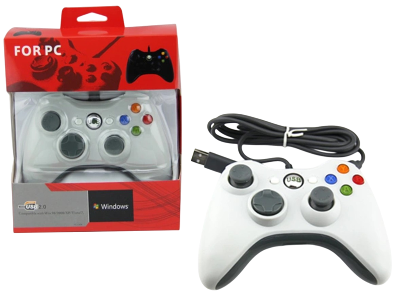 USB kabelový ovladač pro PC - bílý