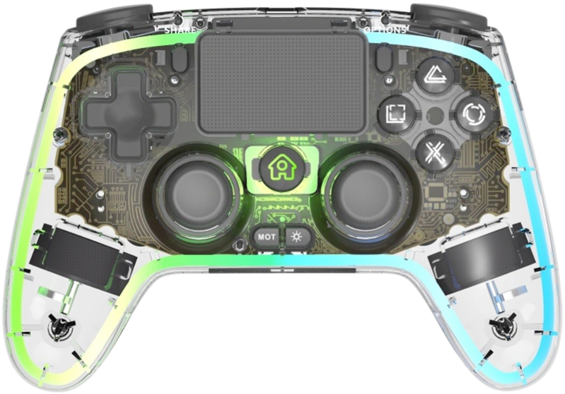 PS4 bezdrôtový ovládač kristal s RGB podsvietením