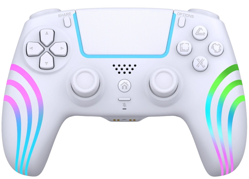 PS4 bezdrôtový ovládač biely s RGB podsvietením