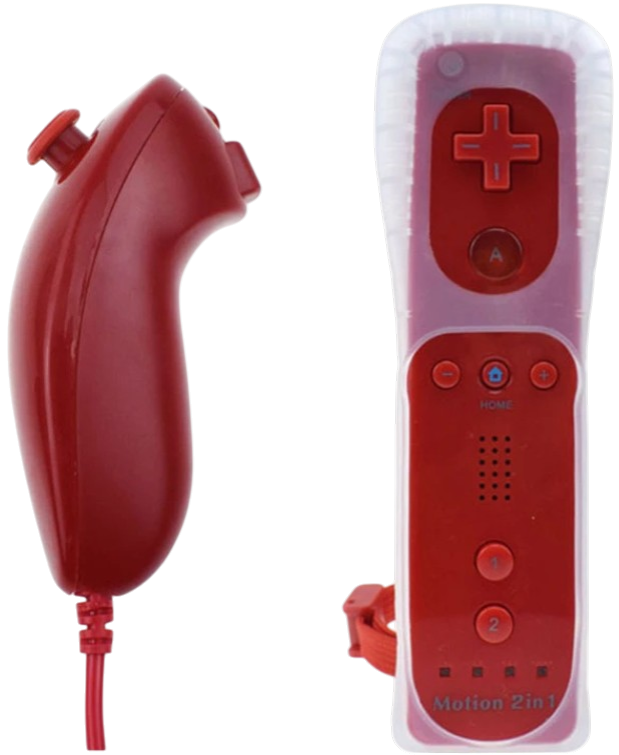 Wii Remote ovládač + Nunchuck červený