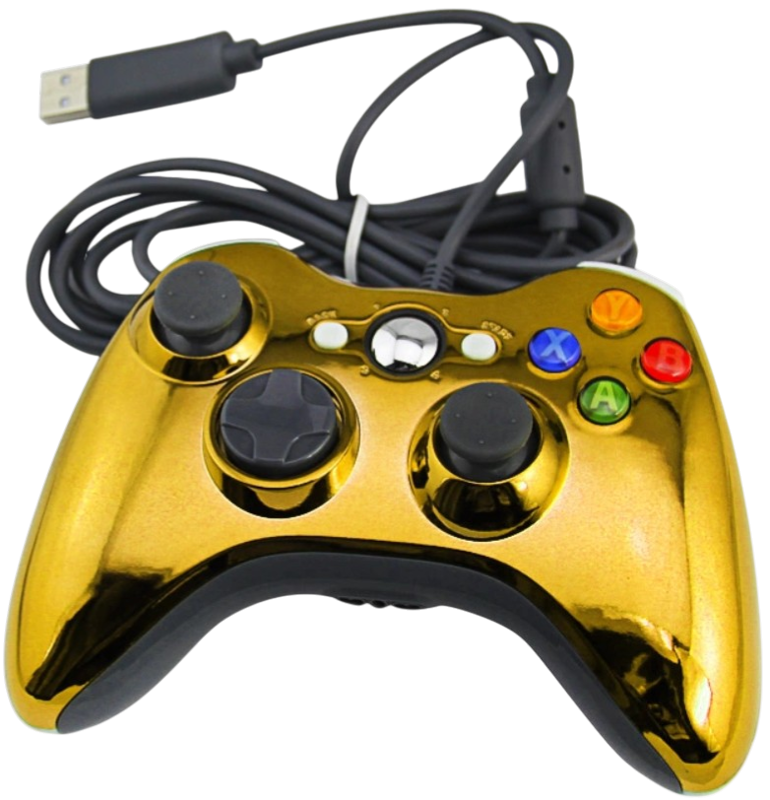 Xbox 360 káblový ovládač chromovaný zlatý limited