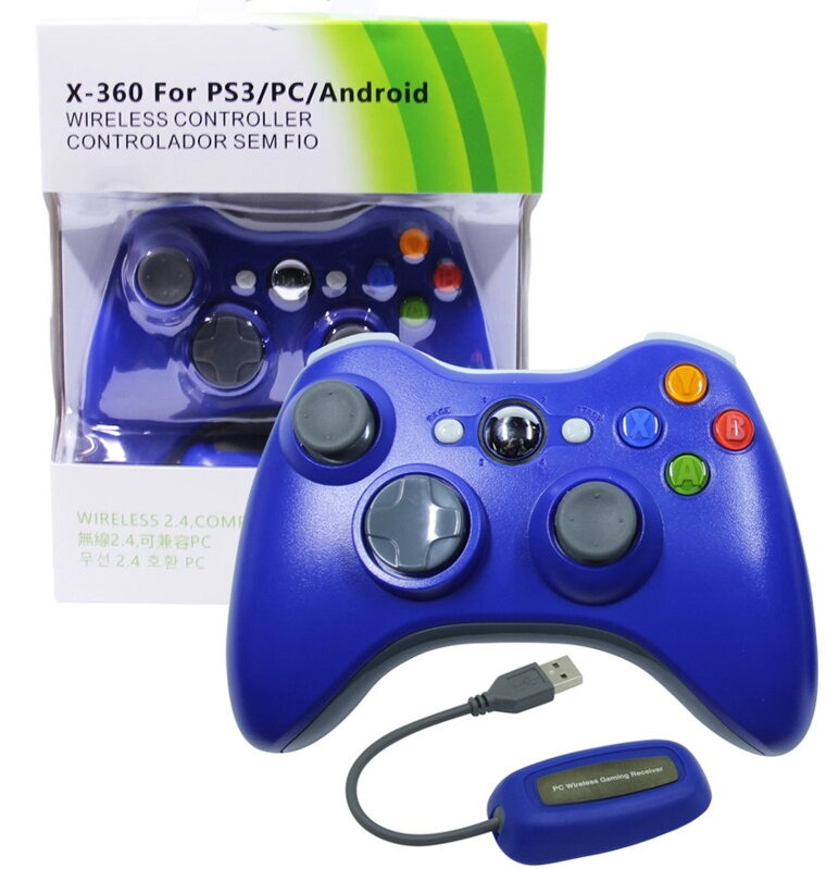 Bezdrátový ovladač XBOX 360 / PC 2,4 GHz modrý Bezdrátový ovladač XBOX 360 / PC 2,4 GHz modrý