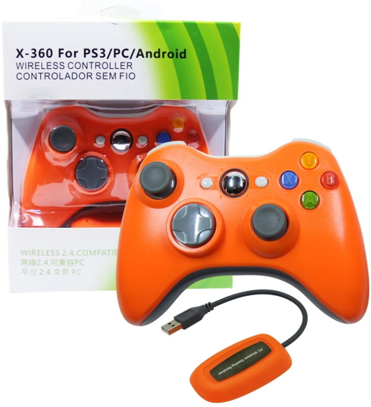 Bezdrátový ovladač XBOX 360 / PC 2,4 GHz oranžový Bezdrátový ovladač XBOX 360 / PC 2,4 GHz oranžový