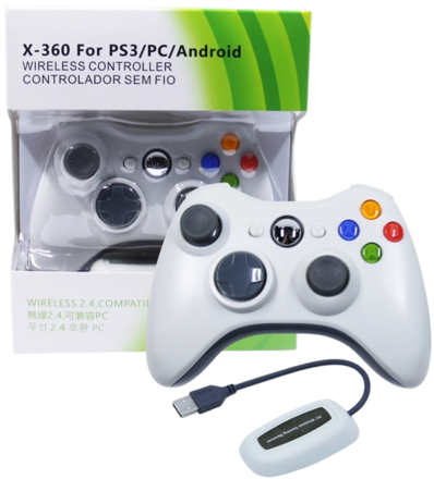 Xbox 360/PC 2,4 GHz bezdrôtový ovládač biely