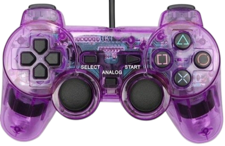 Ovládač PS2 káblový kristal fialový