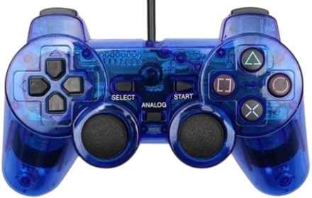 Ovládač PS2 káblový kristal modrý