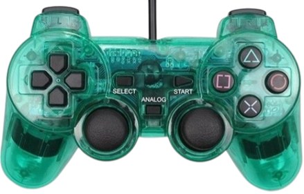 Ovládač PS2 káblový  kristal zelený