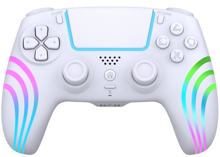 PS4 bezdrôtový ovládač biely s RGB podsvietením