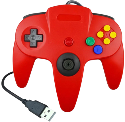 USB N64 Design PC ovladač - červený