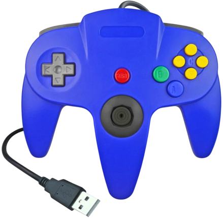USB N64 Design PC ovladač - modrý