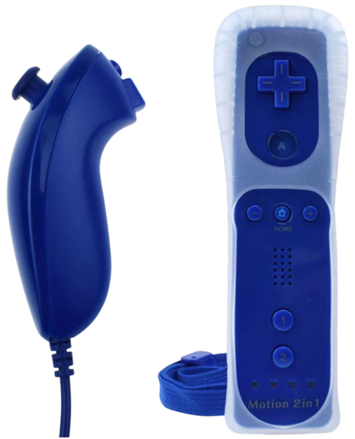 Wii Remote ovládač + Nunchuck tmavo modrý