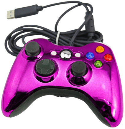Xbox 360 káblový ovládač chromovaný fialový limited