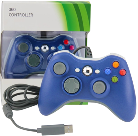 Xbox 360 káblový ovládač modrý