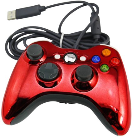 Xbox 360 káblový ovládač chromovaný červený limited