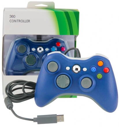Xbox 360 kabelový ovladač modrý