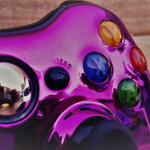 Xbox 360 kabelový ovladač chromovaný fialový limited