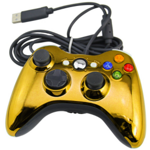 Xbox 360 kabelový ovladač chromovaný GOLD limited